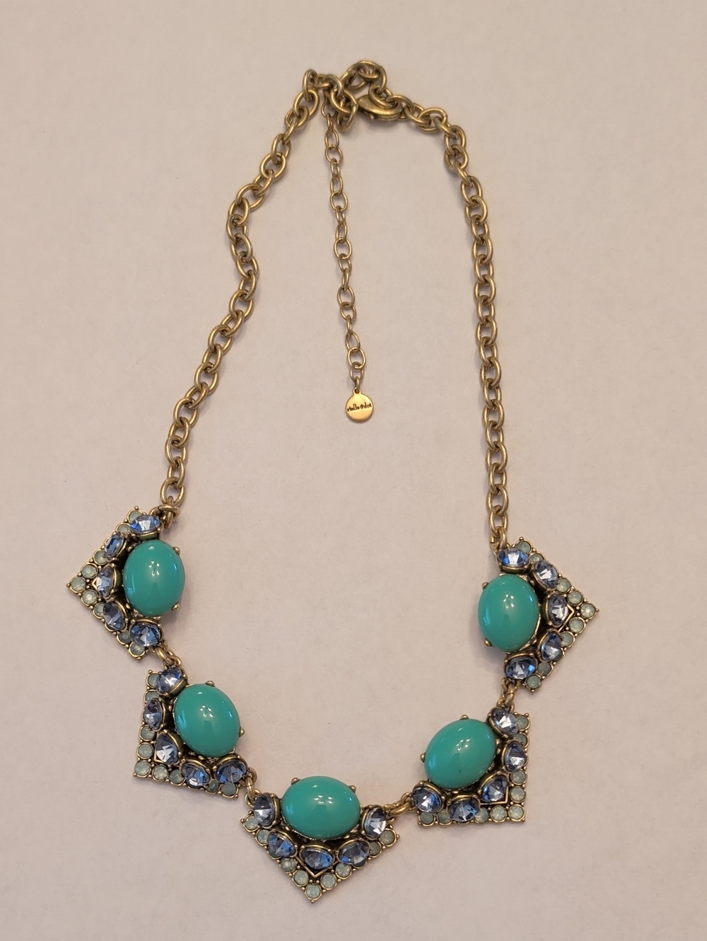 Stella & Dot Gold-Tone Turquoise and Blue Statement Necklace